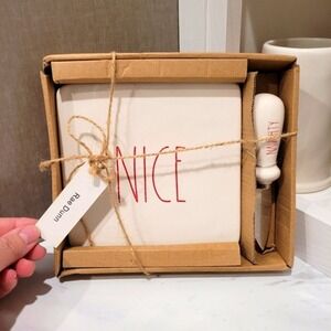 Rae Dunn Ceramic Christmas Trivet Cheese Board Knife Set by Magenta Naughty Nice